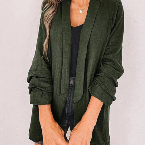 Women's Plain Regular Loose Jacket, Outerwear, color:Army Green|size:4XL, catalog Noracora shop