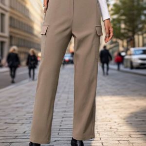 Casual Plain H-Line Natural Maxi Skirt, Pants, color:Khaki|size:XL, catalog Noracora shop