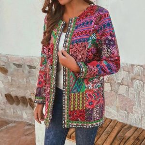 Women's Plain Zipper Regular Loose Jacket, Outerwear, color:Color9|size:5XL, catalog Noracora shop