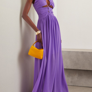 Women Plain Strapless Sleeveless Comfy Vacation Ruched Maxi Dress, Dresses, color:Purple|size:L, catalog Noracora shop
