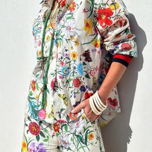 Floral Vacation Shirt Collar Regular Fit Blouse, Blouses and Shirts, color:As Picture|size:XXL, Stylewe