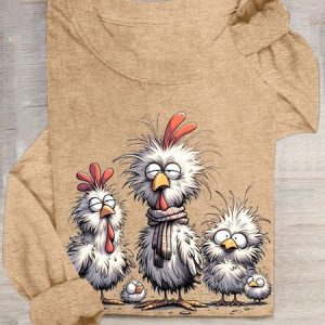 Casual Turkey Crew Neck Long Sleeve T-shirt, T-shirts, color:Khaki|size:3XL, catalog Noracora shop