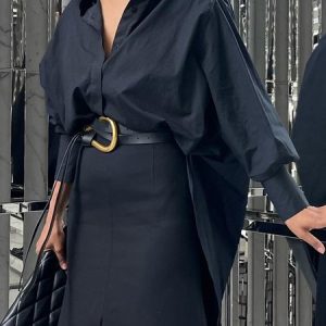 Loose Plain Regular Sleeve Urban Shirt Collar Shirt, Blouses and Shirts, color:Black|size:XXL, Stylewe