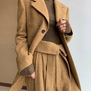 Long Sleeve Urban Lapel Collar Regular Fit Blazer, Blazers, color:Yellow|size:XXL, Stylewe
