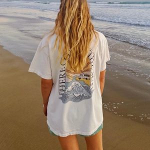 Women's Vintage Print Holiday Surf T-Shirt, women tops,  COTOSEN