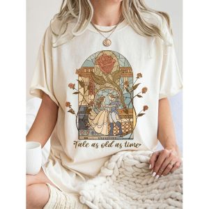 Retro Beauty And The Beast T-Shirt, women tops,  COTOSEN