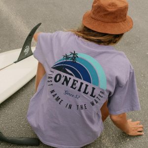 Vintage O'NEILL Surf Print Lavender T-shirt, women tops,  COTOSEN