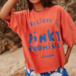 Women's Casual Loose Printed Surf T-Shirt, women tops,  COTOSEN