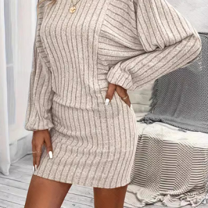 Women Plain Crew Neck Long Sleeve Comfy Casual Maxi Dress, Dresses, color:Gray|size:XL, catalog Noracora shop