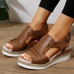 Summer Casual Plain Slide Sandals, JustFashionNow Sandals, color:Brown|size:43,