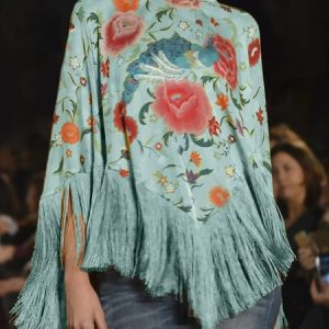 Crew Neck Vacation Loose Floral Tassel Blouse, Blouses and Shirts, color:Light Blue|size:XXL, Stylewe