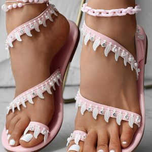 Leaf Pattern Rainbow Ombre Toe Post Sandals, women Flats-Sandals, ChicMe catalog