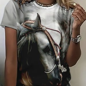 Jersey horse Crew Neck Casual T-Shirt, T-shirts, Lilicloth.com