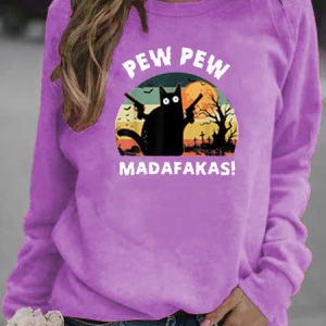 Casual Crew Neck Halloween Sweatshirt, Hoodies & Sweatshirts, color:Purple|size:3XL, catalog Noracora shop
