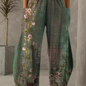 Casual Ethnic Long Pant, Pants, color:Green|size:5XL, catalog Noracora shop