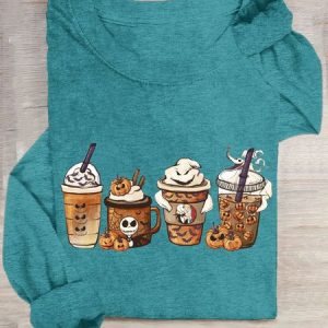 Casual Halloween Crew Neck Long Sleeve T-shirt, T-shirts, color:Green|size:3XL, catalog Noracora shop