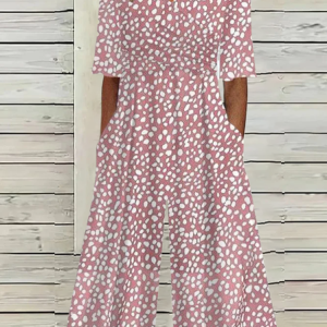 Women Short Sleeve V Neck Loose Ankle Pants Daily Casual Polka Dots Natural Jumpsuit, Jumpsuits&Rompers, color:Pink|size:XXL, catalog Noracora shop