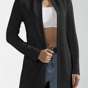 Women's Plain Regular Loose Jacket, Coats, color:Black|size:XXL, catalog Noracora shop
