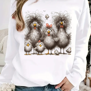 Casual Crew Neck Animal Sweatshirt, Hoodies & Sweatshirts, color:White|size:XXL, catalog Noracora shop