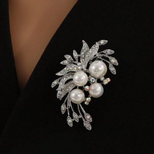 1pc Exquisite Faux Pearl Rhinestone Brooch, Jewelry, color:Color2|size:One-size, Stylewe