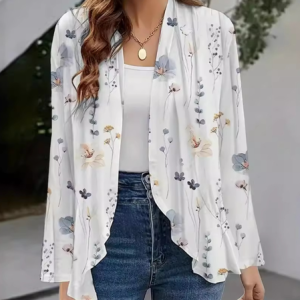 Women's Floral Regular Loose Kimono, Outerwear, color:White|size:XXL, catalog Noracora shop