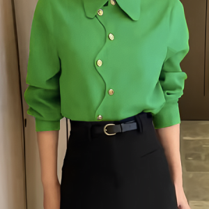 Irregular Craftsmanship Loose Urban Shirt, Blouses and Shirts, color:Green|size:XXL, Stylewe