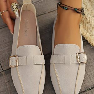 Casual All Season Plain Shallow Shoes, JustFashionNow Flats, color:Apricot|size:43,