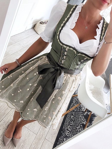 Women's Beer Babe Oktoberfest Costumes Party Weaving Dress, JustFashionNow Bodycon Dress, color:Green|size:XXL,