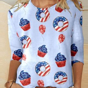 Casual America Flag V Neck Short Sleeve T-shirt, Shirts, color:Color7|size:XXL, catalog Noracora shop