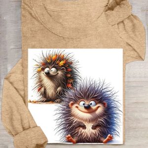 Casual Animal Crew Neck Short Sleeve T-shirt, T-shirts, color:Apricot|size:3XL, catalog Noracora shop