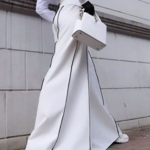 Color Block Loose Urban Pocket Stitching Pants, Pants, color:White|size:XXL, Stylewe