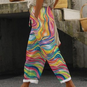 Casual Plaid Long Pant, Pants, color:Pink|size:5XL, catalog Noracora shop