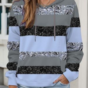 Casual Hoodie Striped Sweatshirt, Sweaters, color:Blue|size:5XL, catalog Noracora shop