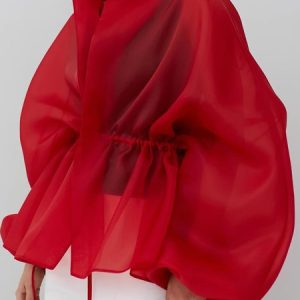 Plain Raglan Sleeves Urban Drawstring Crew Neck Jacket, Jackets, color:Red|size:XXL, Stylewe