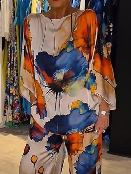 Vacation Loose Off The Shoulder Floral Blouse, Blouses and Shirts, color:As Picture|size:XXL, Stylewe