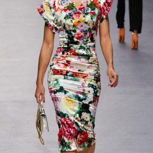 Elegant Floral V Neck Midi Dress, Midi Dresses, color:As Picture|size:XXL, Stylewe