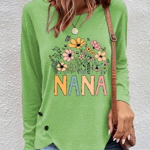 Casual Letter Pattern Crew Neck T-Shirt, Long sleeves, Lilicloth.com