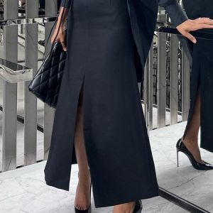 Urban Regular Fit Plain Skirt, Skirts, color:Black|size:XXL, Stylewe