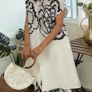 Floral Loose Urban V Neck Short Sleeve Raglan Sleeves Blouse, Blouses and Shirts, color:Off White|size:XXL, Stylewe