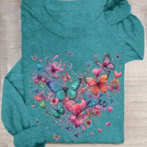 Casual Butterfly Crew Neck Sleeveless T-shirt, T-shirts, color:Green|size:XXL, catalog Noracora shop