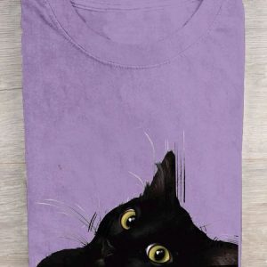 Loose Cotton Cat Casual T-Shirt, T-shirts, Lilicloth.com