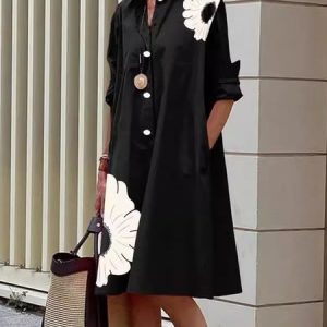 Women Geometric Crew Neck Long Sleeve Comfy Casual Buckle Mini Dress, Dresses, color:Black|size:4XL, catalog Noracora shop