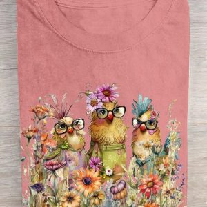 Casual Turkey Crew Neck Short Sleeve T-shirt, T-shirts, color:Orange Pink|size:3XL, catalog Noracora shop