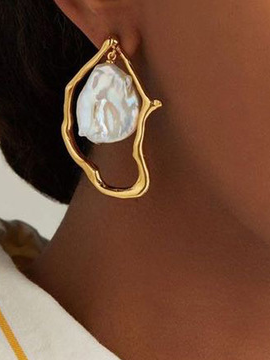 irregular pearl drop earrings, JustFashionNow Earrings, color:Silver|size:One-size,