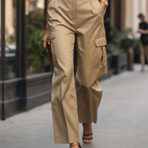 Loose Pocket Stitching Plain Urban Cargo Long Pants Cargo pants, Pants, color:Khaki|size:XXL, Stylewe