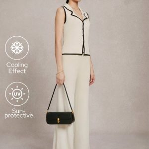 Cooling Black Stripe Two-Piece Set, Two-piece Set, color:As Picture|size:XXL, Stylewe