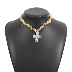 irregular gemstone necklace, Necklace, color:Yellow, catalog Noracora shop