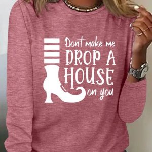 Halloween text letter printed casual long sleeved T-shirt, Long sleeves, Lilicloth.com