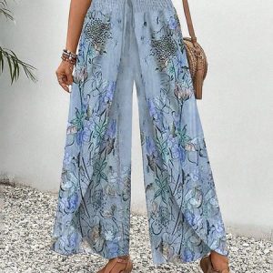 Casual Random Print Long Scramble Pant, Pants, color:Blue|size:XXL, catalog Noracora shop