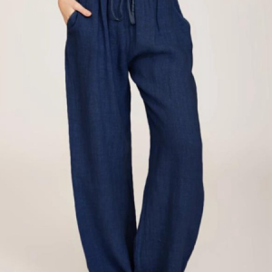 Women Palazzo Pants Casual Cotton Beach Solid Color Lounge Pants with Pockets, Pants, color:Light Blue|size:4XL, catalog Noracora shop